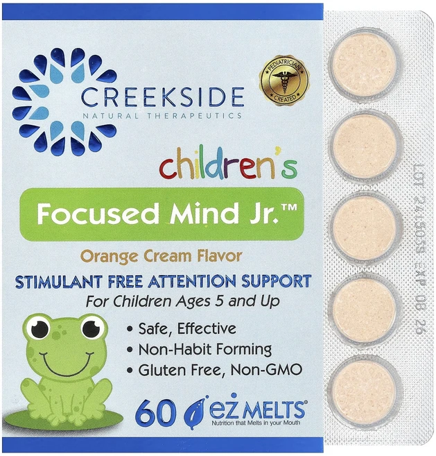 크릭사이드네츄럴테라퓨틱스 칠드런스 포커스 마인드 Jr 오렌지 크림 60 녹여먹는 정, 60정, 1개 - 쿠팡