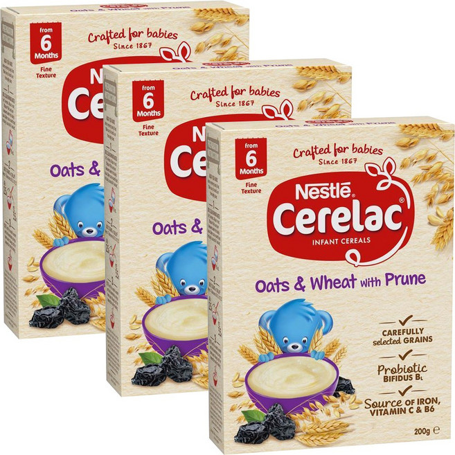 네슬레 세레락 이유식 앙팡 시리얼 오트 위트 푸룬, 3개