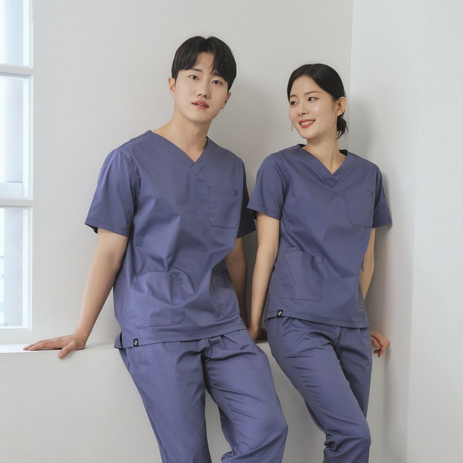 유니스토어 남여 간호복 수술복 TC스판 V넥 베이직 스크럽 상하의 세트 / 4color