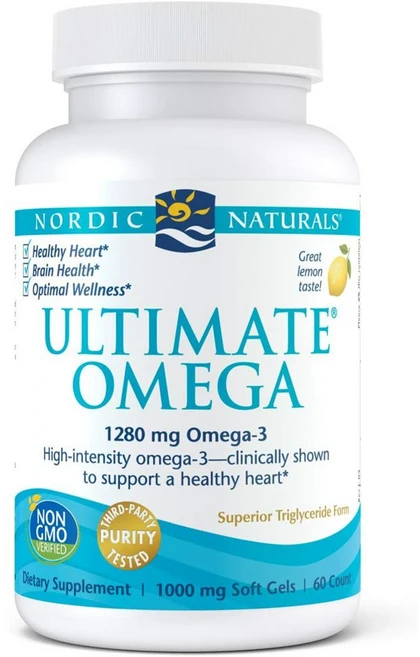 Nordic Naturals 노르딕내추럴스 오메가3 1280mg EPA DHA 60정 레몬맛, 1개 - 쿠팡