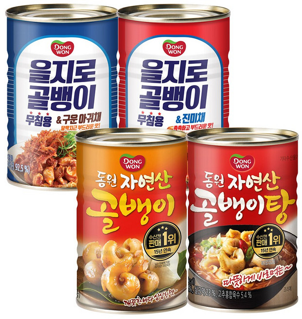 동원 골뱅이 4종 (자연산300g+을지로&아귀채300g+을지로300g+얼큰골뱅이탕300g), 1세트, 1.2kg