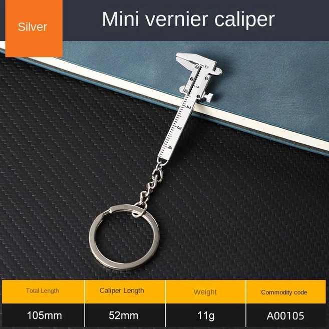 휴대용 고정밀 50mm 미니 버니어 캘리퍼스 아연 합금 컴팩트 펜던트 액세서리 정밀 측정 도구 소형 물체용, silver.1pc