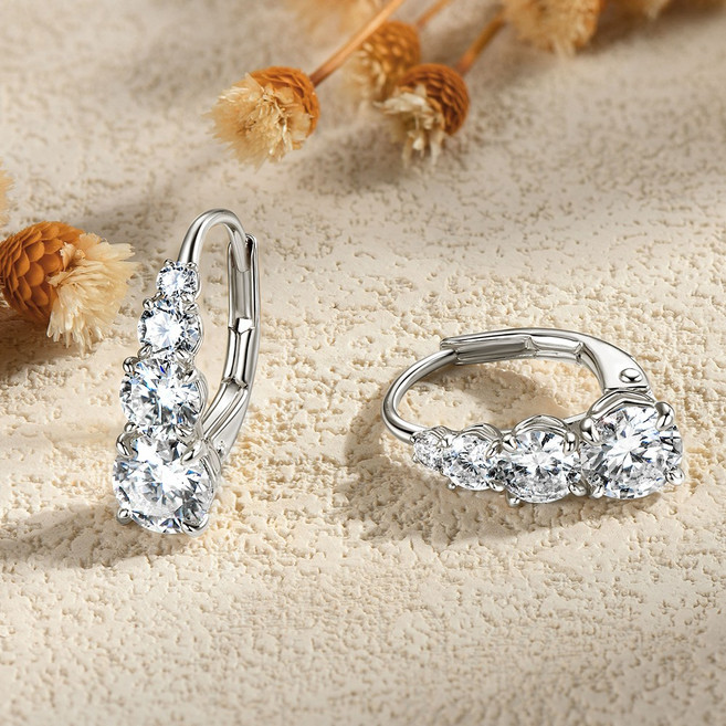 모이사나이트 925 순은 귀걸이 14K금도금 패션 여성 귀걸이 주얼리 생일 선물 GRA보증서