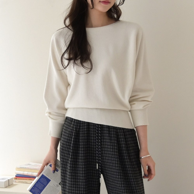 데일리앤 팔레트 여성 여리 가오리핏 보트넥 입술넥 니트 부드러운 베이직 이너 니트티 가을 겨울