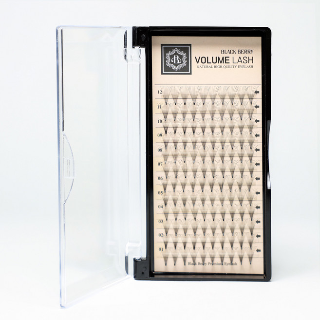 블랙베리 볼륨래쉬 10D 12줄 8-12mm 연장속눈썹 러시안볼륨 자연스러운 데일리 속눈썹, 1개, 블랙베리 10D 10mm