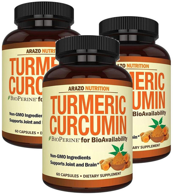아라조 뉴트리션 터메릭 커큐민 캡슐 Arazo Nutrition Turmeric Curcumin, 3개, 60정