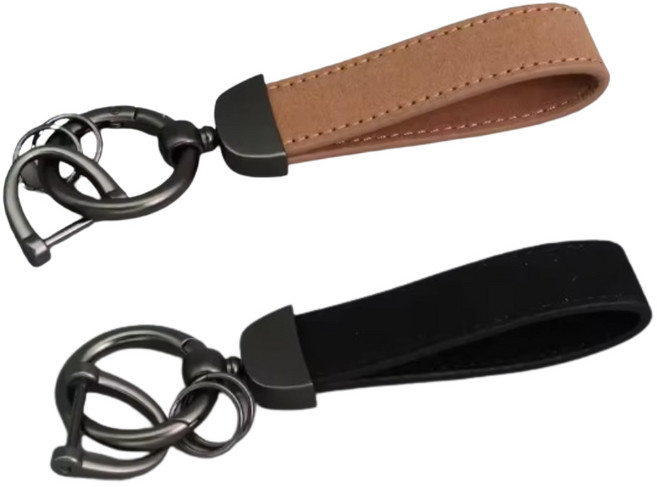 자동차 키홀더 열쇠고리 가죽 키링 스웨이드 블랙+커피 1세트, CO120, 블랙+브라운