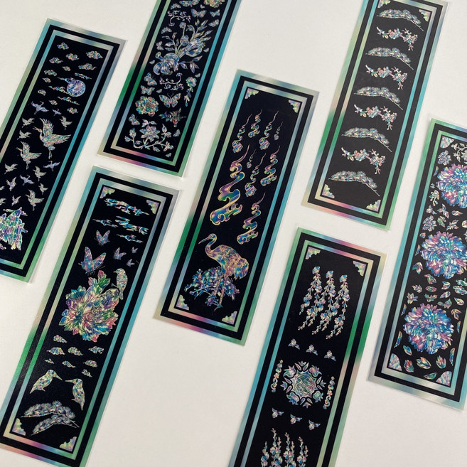 듀플리시티 빛나는 녹 시리즈)전통 큰버전 자개장스티커 펄그레이 방수스티커 14종 전통스티커 외국인선물 민속 꾸미기재료 미술재료 학교재료 자개장, 1장, 8번