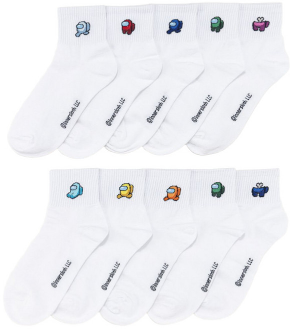 어몽어스 주니어 단목 양말 화이트 10족 세트