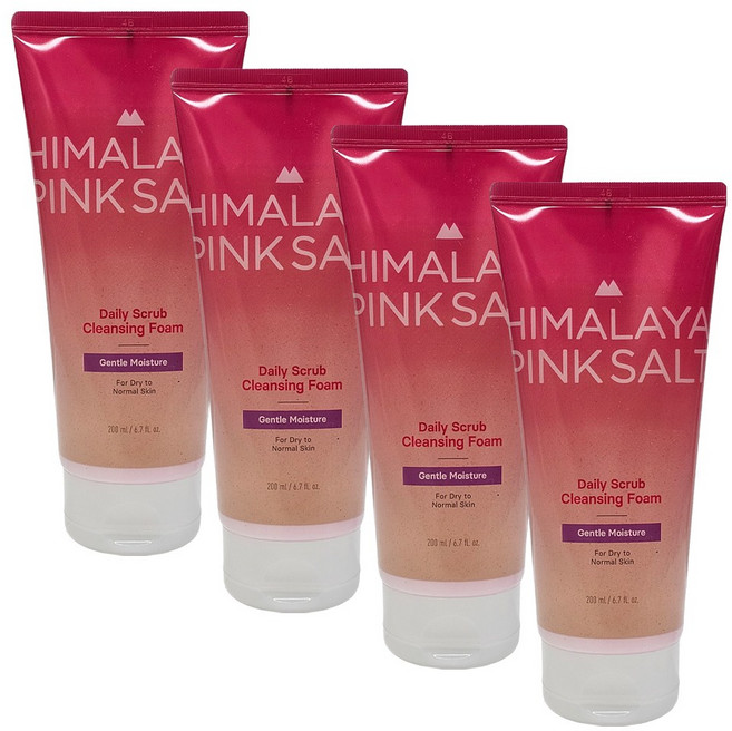 벨먼 히말라야 핑크솔트 클렌징 폼 젠틀 모이스처 건성 피부용 아침 세안용, 200ml, 4개