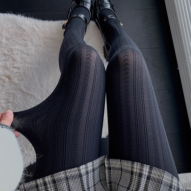 여성 패턴 꽈배기 면 타이즈 착시 기모 시스루 압박 레깅스 보온성 슬림핏 쫀쫀한 신축성 사계절 유발 무발 가을 겨울 스타킹 롱부츠 레그웨어 스커트 원피스 패션 코디