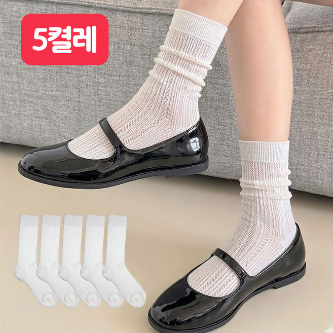 데이픽 여성용 시스루 중목 양말 5켤레