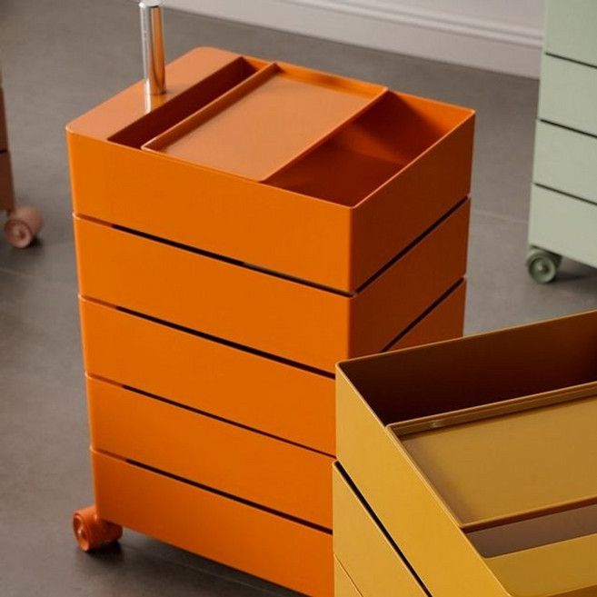 이동식 360도 회전 트롤리 정리함 문서 보관함, 레드, 1개