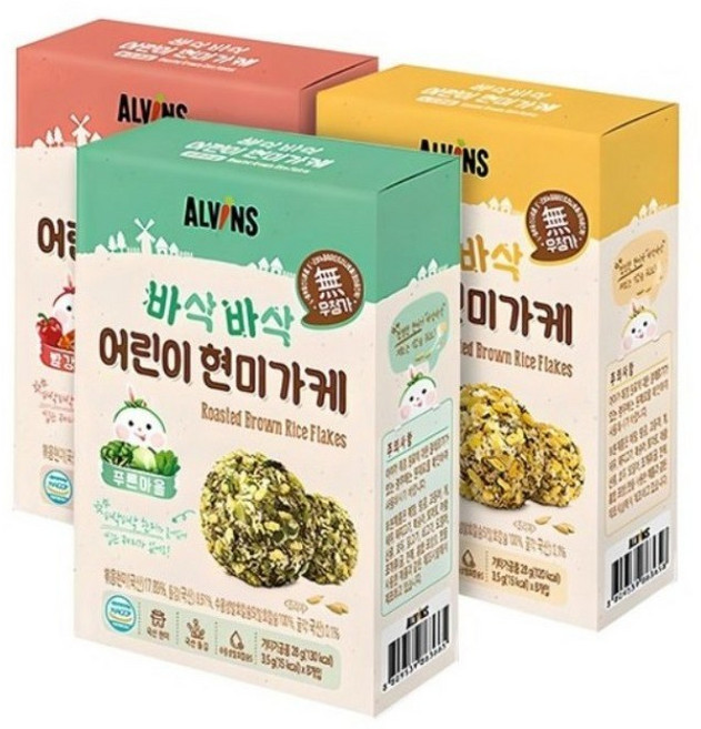 엘빈즈 바삭바삭 어린이 현미가케 빨강마을 + 노랑마을 + 푸른마을, 빨강마을, 노랑마을, 푸른마을, 28g, 2세트