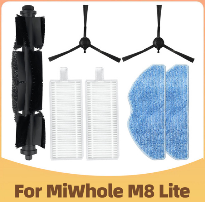 호환 샤오미 호환 MiWhole M8 Lite 로봇 청소기 메인 사이드 브러시 HEPA 필터 모핑 패드 호환 - 교체용 스패어파츠, 한개옵션1, 1개