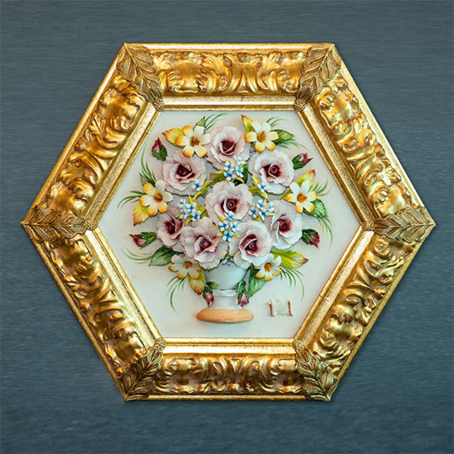 육각 꽃도자기 액자 big - 아쿠아리우스 이탈리아 직수입 인테리어소품, 1개