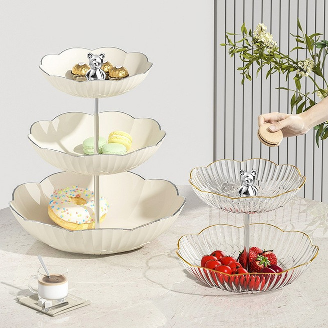 AMEGA 2단/3단 케이크 디저트 트레이, 화이트 2단, 1개