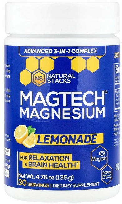 Natural Stacks MagTech® Magnesium Lemonade 4.76 oz 135 g, 134 g, 1개 - 쿠팡