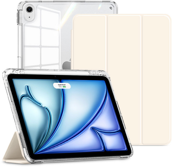 뷰씨 애플펜슬 수납 스마트커버 클리어 범퍼 케이스, 바닐라크림, 1개