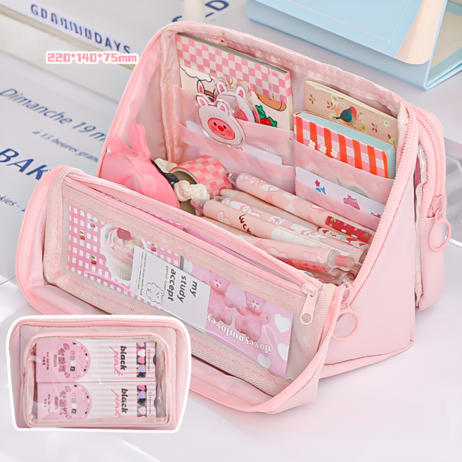 귀여워요 여자 초등 필통 만능 필통, 1개, 핑크색