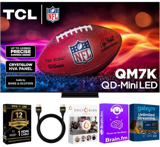 TCL 98인치 QM7K QD 미니 LED 스마트 구글 TV 돌비 비전 애트모스 HDR 게임 가속기 288Hz 알렉사 호환 12개월 CPS 보호 AUX HDMI 케이블 스트리밍, 55 Inches