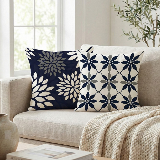 오브제 쿠션커버 2개 거실 소파 인테리어 사각쿠션 등받이용 홈카페 분위기 소품