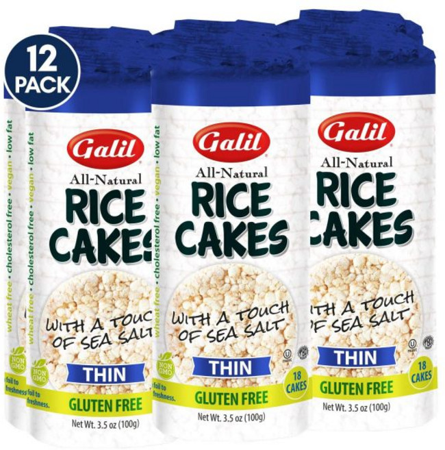 Galil 케이크 스낵 갈릴 얇은 소금 쌀과자 3.5온스 12개 묶음, Galil 케이크 스낵 갈릴 얇은 소금 쌀과자 3.5온, 100g
