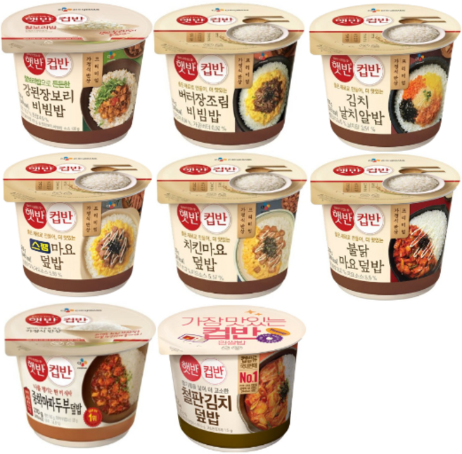 CJ 햇반 컵반 8종(치킨마요 + 스팸마요 + 불닭마요 +강된장 + 버터장조림 + 김치날치 + 볶은김치 +마파두부덮밥), 4세트
