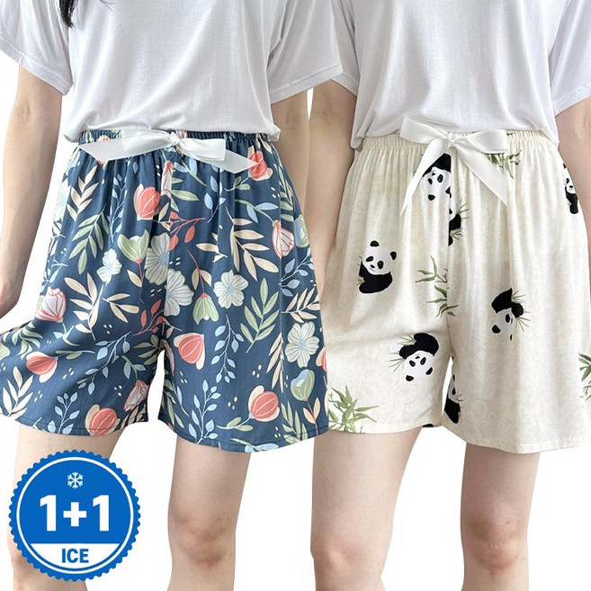 허블리 여성 여름 냉감소재 쿨링 반바지 홈웨어 바캉스룩 2장세트