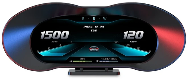 2025년 신형 HUD P5 속도계 헤드업 디스플레이 다기능 알람 자동차 계기판 OBD2 차량 게이지 LCD 화면 액세, 01 P5