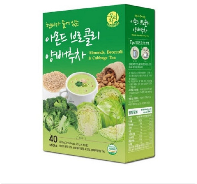 송원 현미가 들어간 아몬드 브로콜리 양배추차, 1박스, 40개입, 20g
