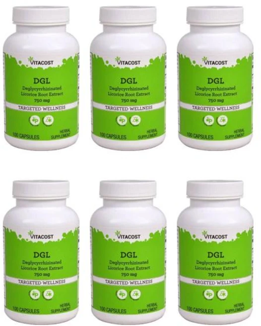 Vitacost 비타코스트 DGL 글리시리진화 감초뿌리 750mg 캡슐 100정, 6개 - 쿠팡