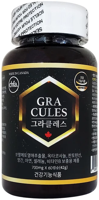 캐나다 그라클레스 남성지구력+전립선+에너지, 1개, 60정 - 쿠팡