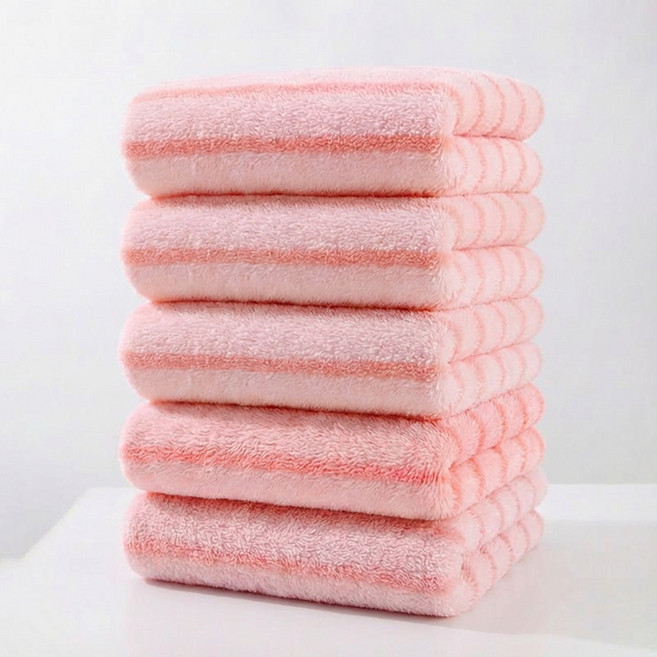 Sherrich 호텔수건 코랄플리스 세면 타올 부드러운 먼지없는 수건, 5개, 핑크색