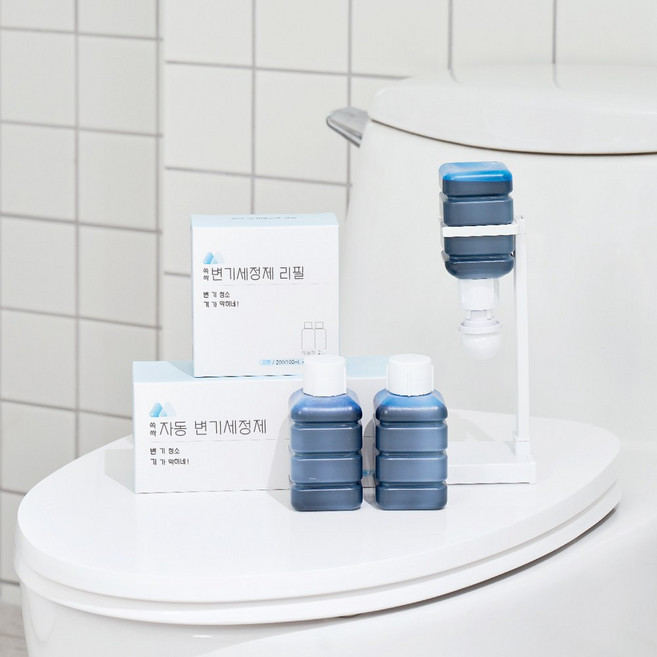 쓱싹 자동변기세정제 (거치대+세정액+플롯밸브)+리필액(100ml*2) 세트 국내생산 특허제품 양변기 찌든때 냄세 제거, 3세트, 100ml