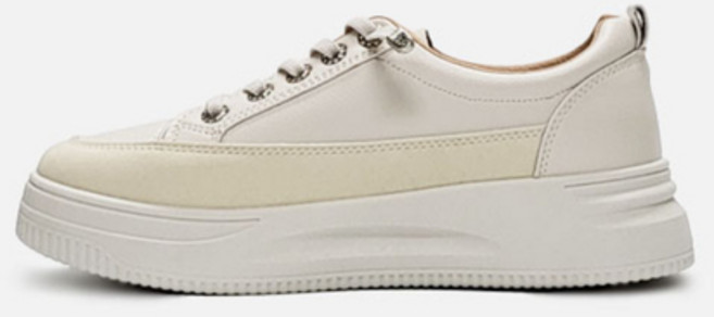 구두모모 가죽 베이직 밴딩끈 키높이 스니커즈 (4cm)