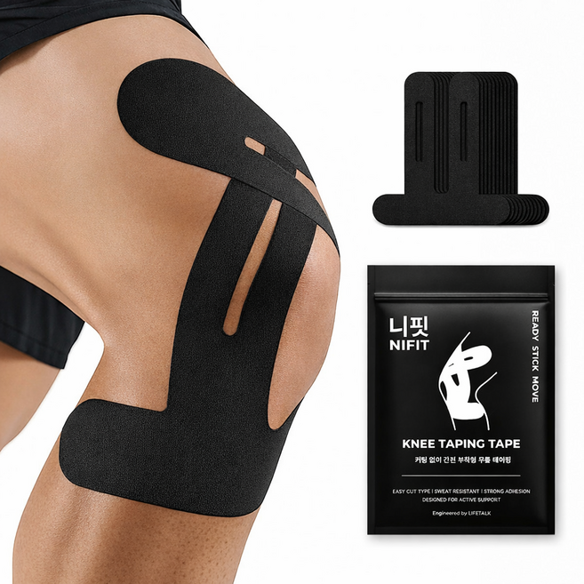 라이프톡 스포츠 테이핑 무릎 테이프 블랙, 10개, 1세트