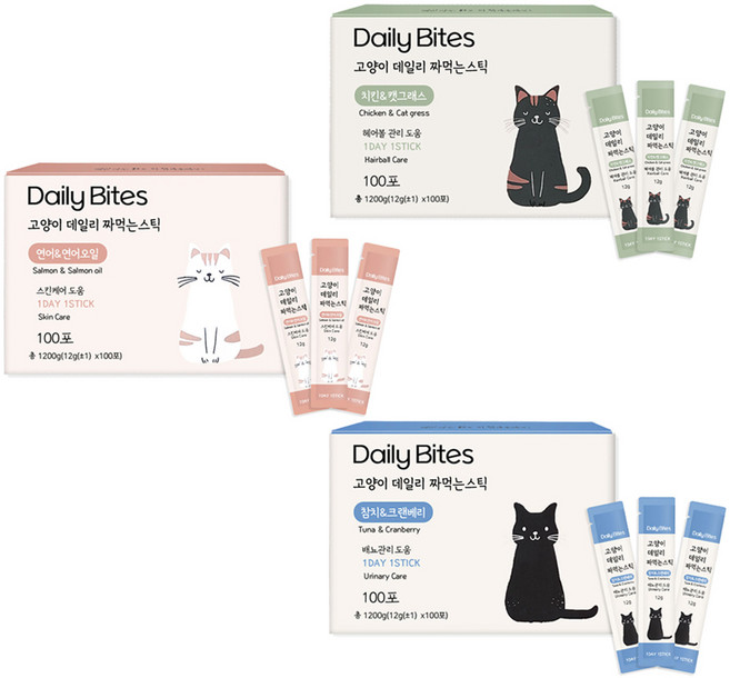 데일리 바이츠 고양이 데일리 짜먹는 스틱 100p 기호성좋은 입짧냥들의 대용량간식 최근제조상품, 1개, 1.2kg, 참치&크랜베리