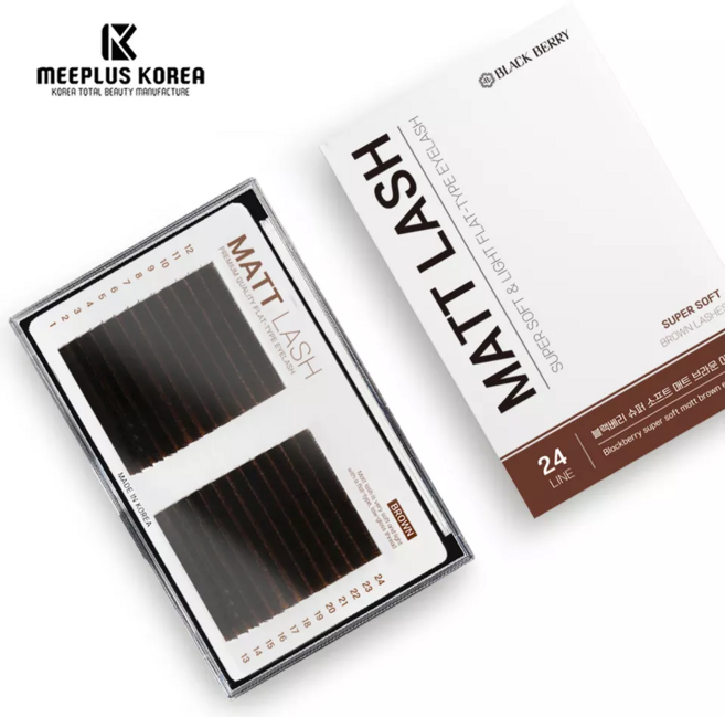 10+10 블랙베리 슈퍼 소프트 매트브라운 아이래쉬 24줄 플랫모 납작모 J JC C D컬, 1개, D 0.15 8mm