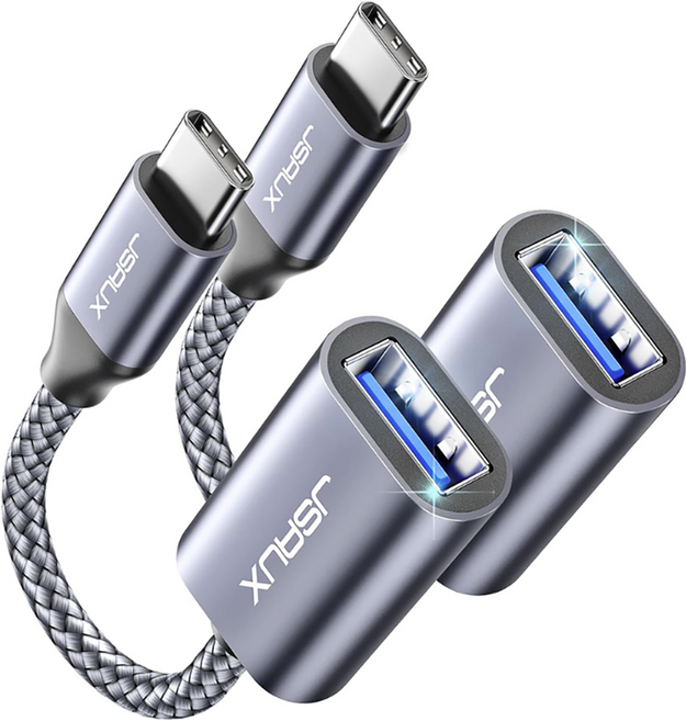 JSAUX C타입 to A타입 3.0 고속 OTG 변화 젠더, 그레이, 2개, 0.16m