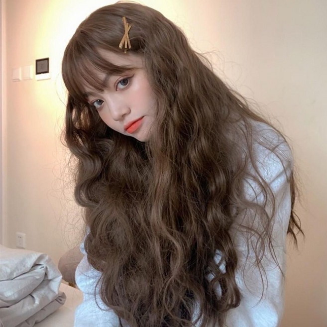 히피펌 통가발 웨이브통가발 롱웨이브 긴머리통가발, 도깨비닷 블랙, 1개