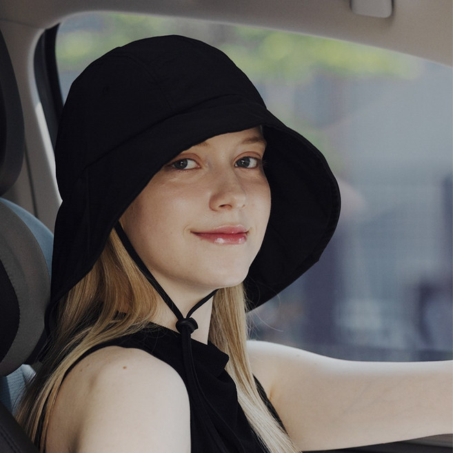 서프코코스 양볼 뒷목 커버 소두핏 썬캡 햇빛가리개 모자 골프모자, 블랙