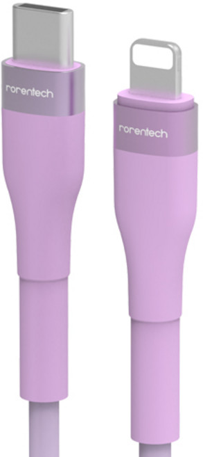 로랜텍 아이폰 케이블 호환 파스텔 C to 8핀 PD 고속충전, 0.5m, 파스텔 퍼플, 1개