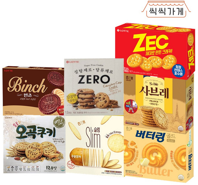 [씩씩가게] 동그란 비스킷 대용량 7종(제크 빈츠 버터링 구운감자슬림 사브레 오곡쿠키 제로쿠키), 204g, 1개