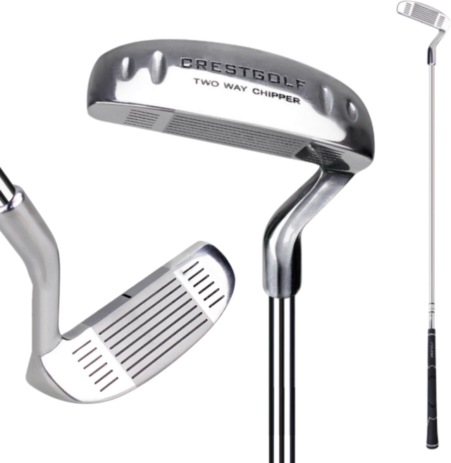 CRESTGOLF 골프치퍼 양방향 칩퍼 필드용 연습용 35도 양면형 웨지 아이언 골프채, 은색