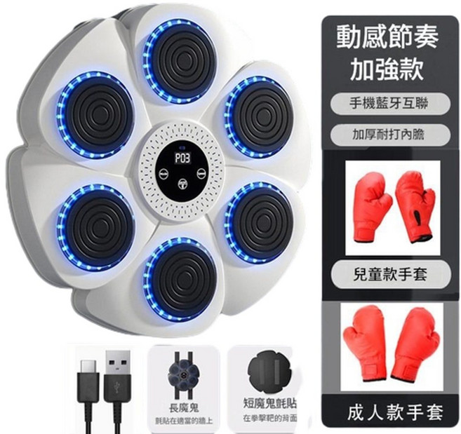CEYYR 智慧音樂拳擊靶 家用健身牆掛式拳擊訓練器材, 白色