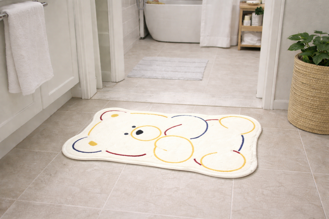 이지몰 곰돌이 발매트 미니러그, 1개, 화이트곰돌이