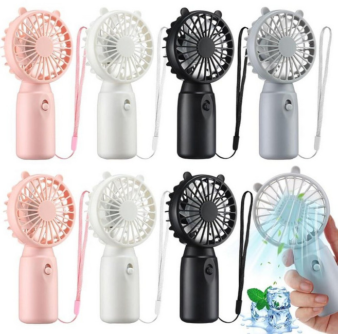 Glooglitter 48 Pcs Mini Portable Fans Bulk Handheld Battery Operated Fan with Lanyard Cooling Lig, 8, 화이트 블랙 그레이 핑크