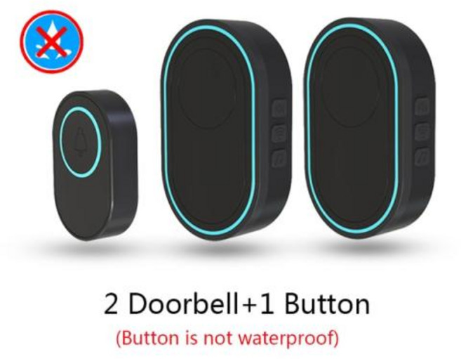 띵샤 야외 433MHz 무선 IP65 방수 초인종 LED 조명 야간 투시경 38 곡 스마트 홈 도어 벨 환영, 05 2receiver 1button, EU 플러그, 1개