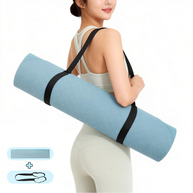 오마이가 TPE 요가매트 두꺼운 홈트매트 필라테스매트, 1개, 바다블루